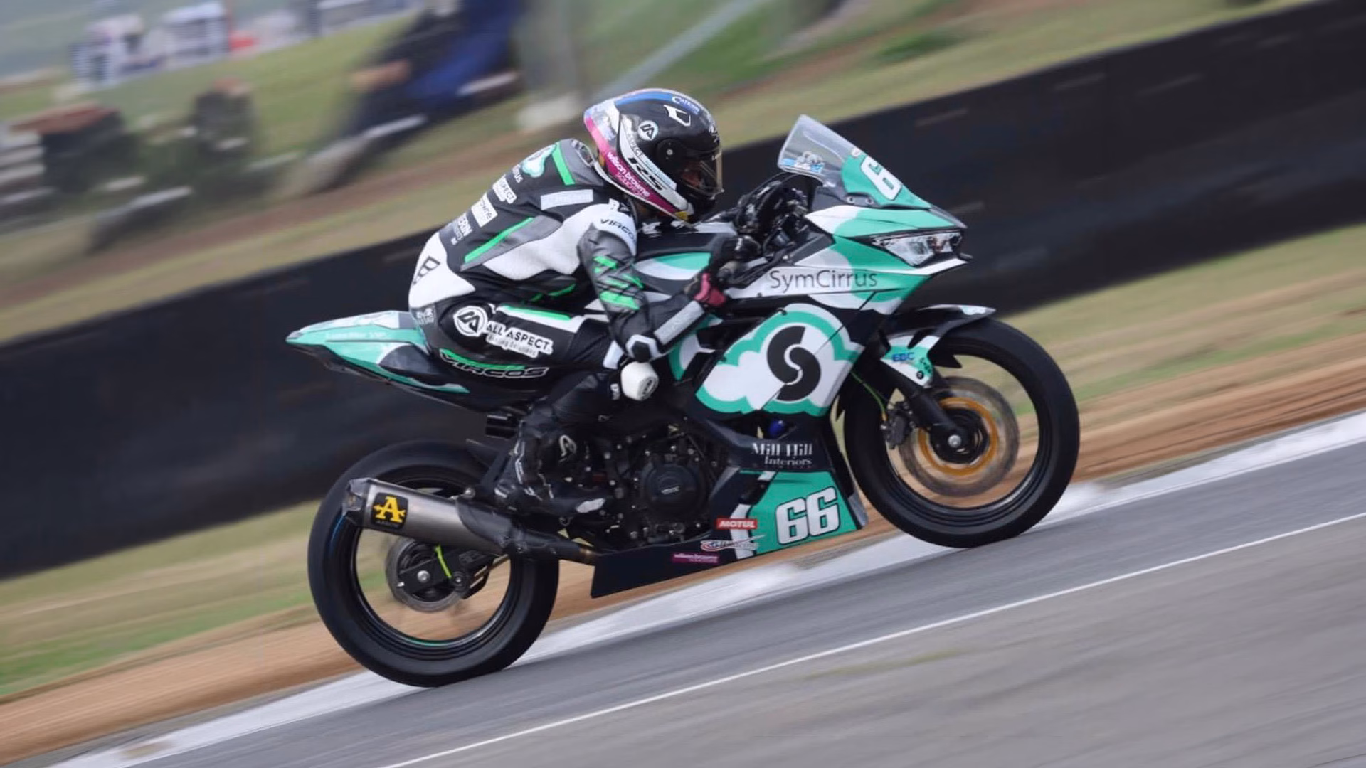 Abi Thomas racing in MotoGP with All Aspect sponsorship